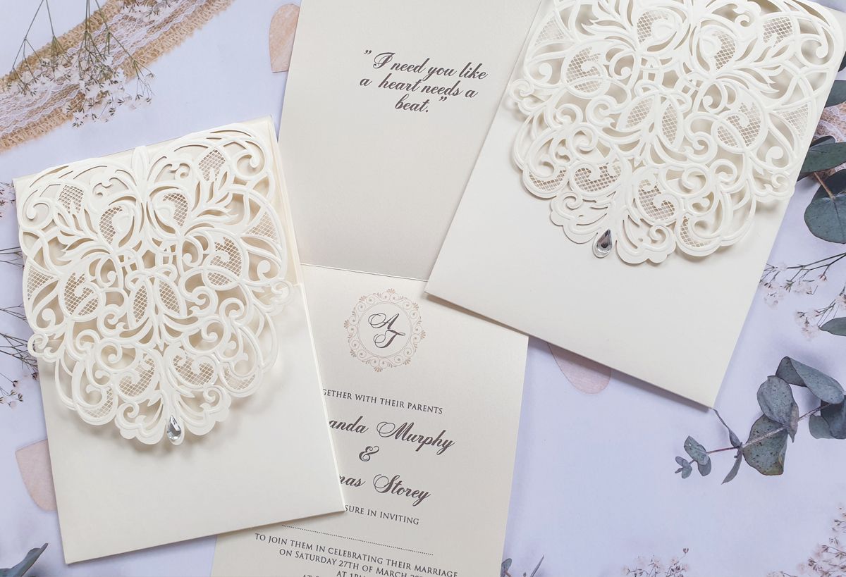 beautiful laser cut wedding invitation