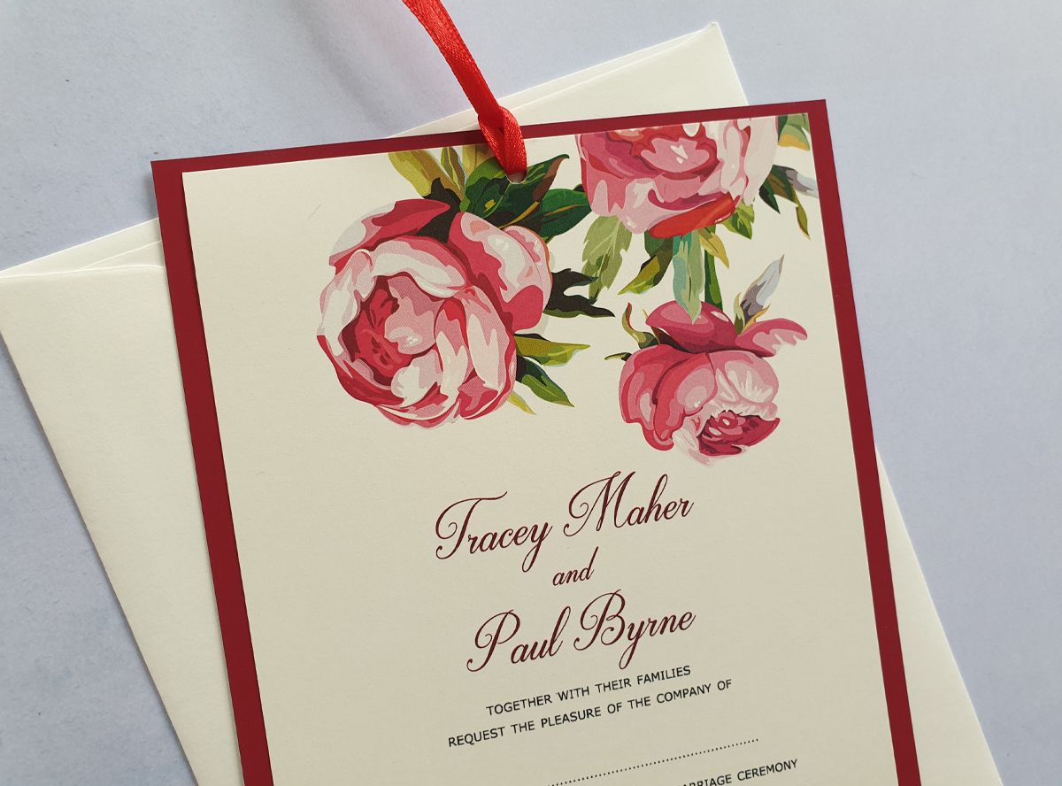 Blooming Peonies wedding invitation
