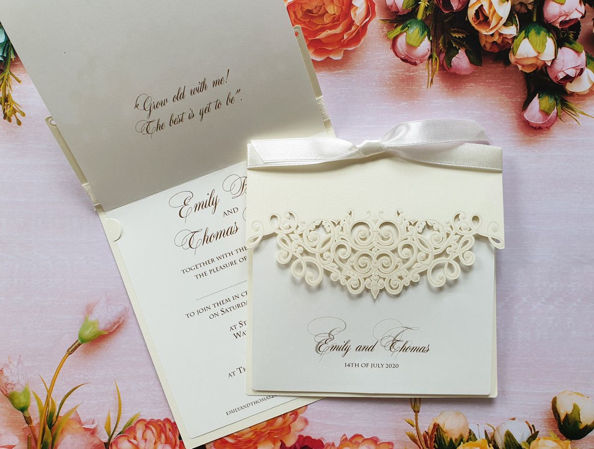 elegant ivory wedding invitation