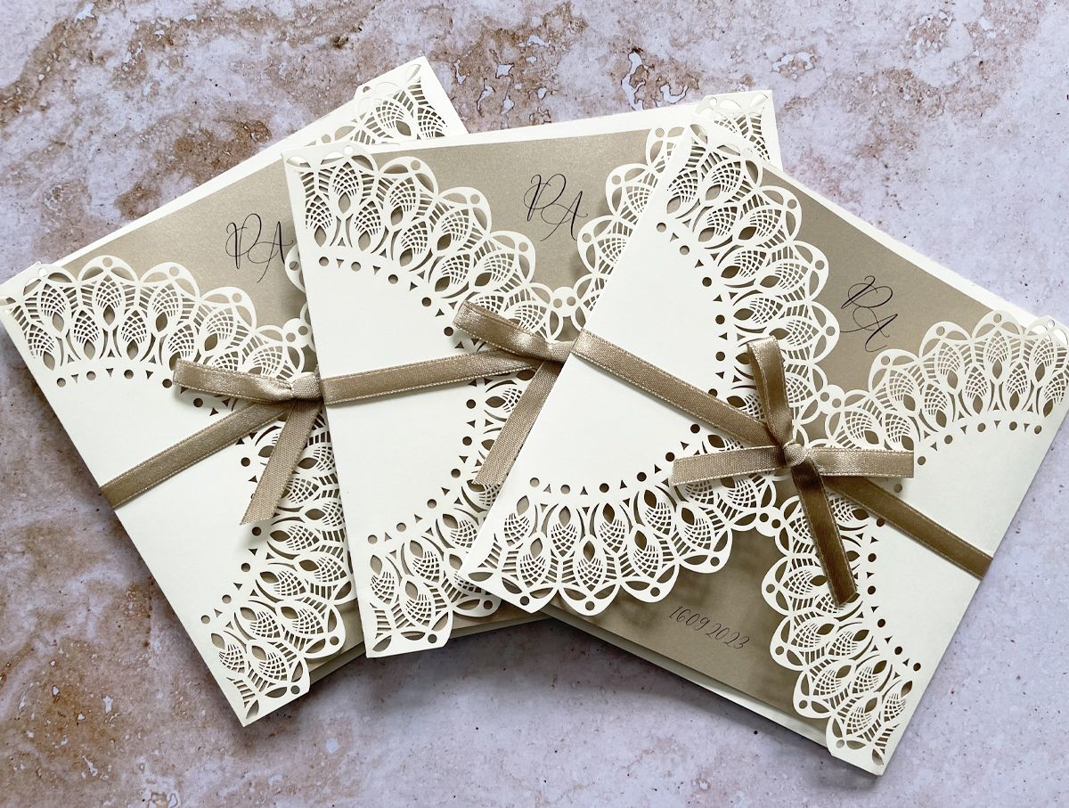 elegant satin ribbon wedding invitation