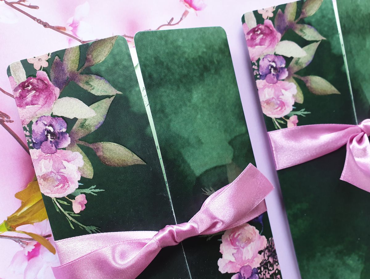 Emerald green floral wedding invitation