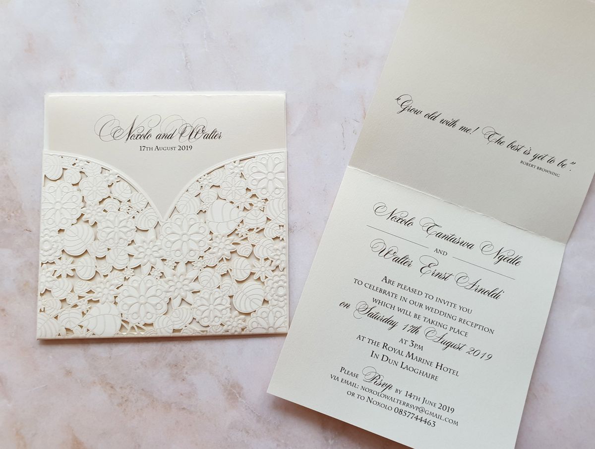 ivory shimmer wedding invitation