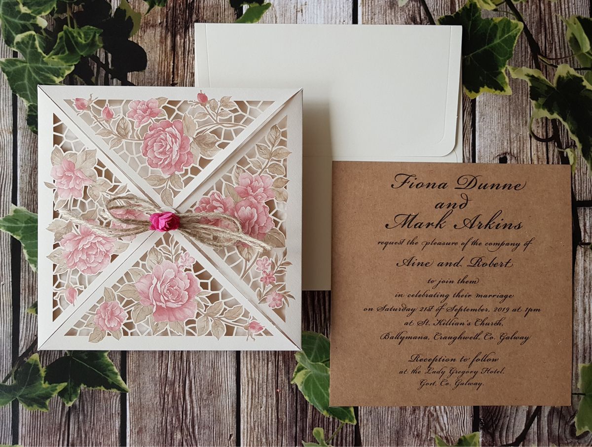 laser cut petalfold wedding invitation