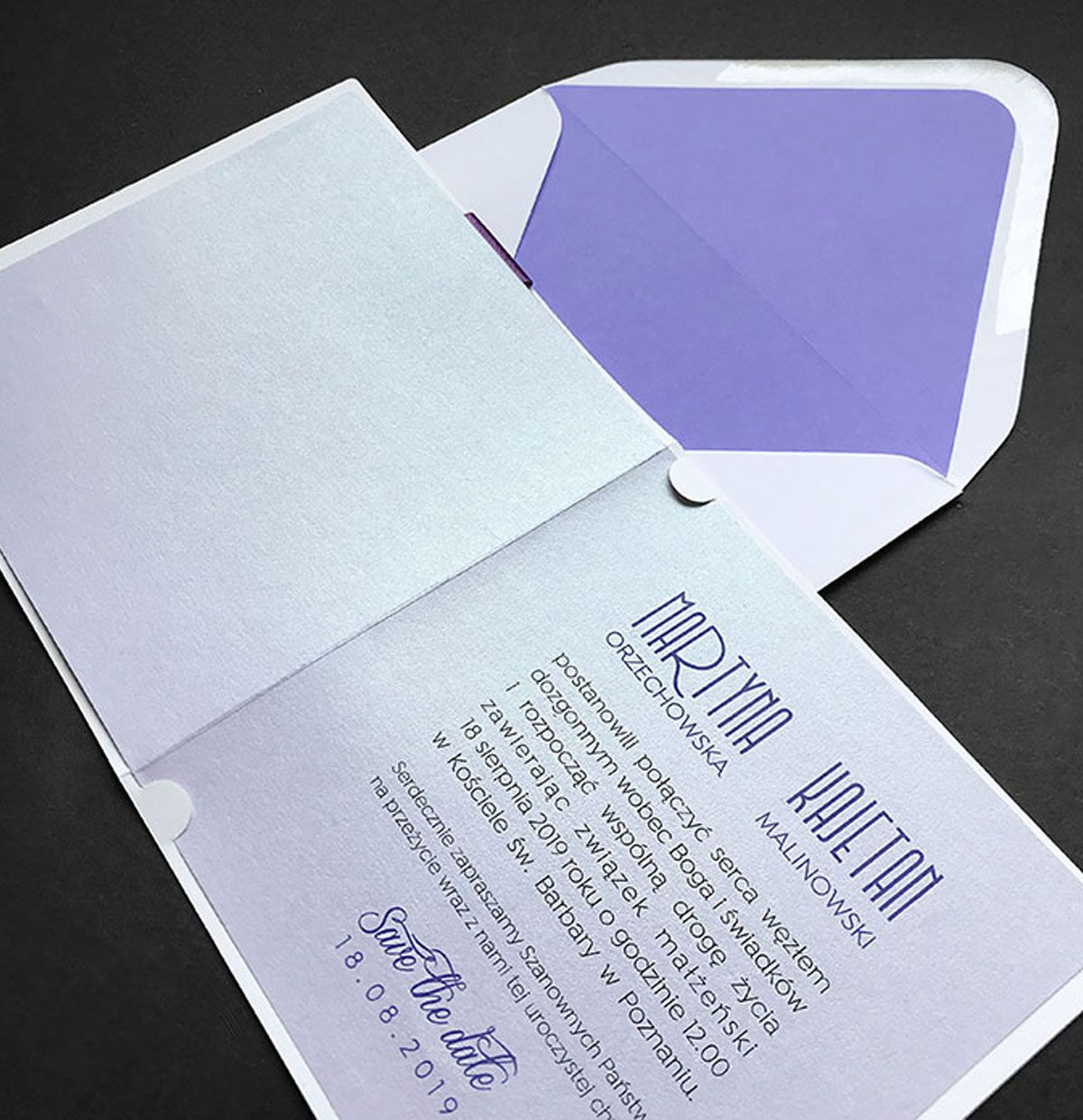 purple watercolour wedding invitation