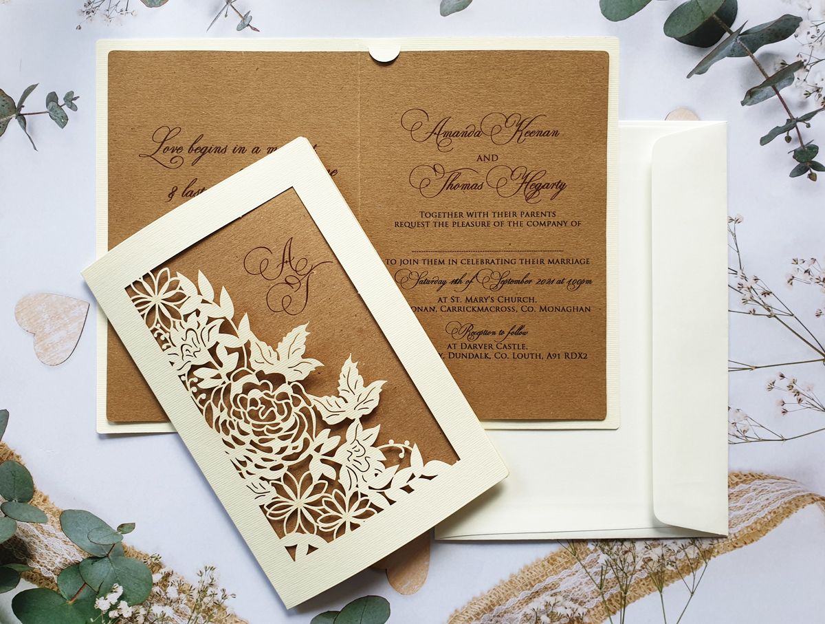 floral rustic wedding invitation