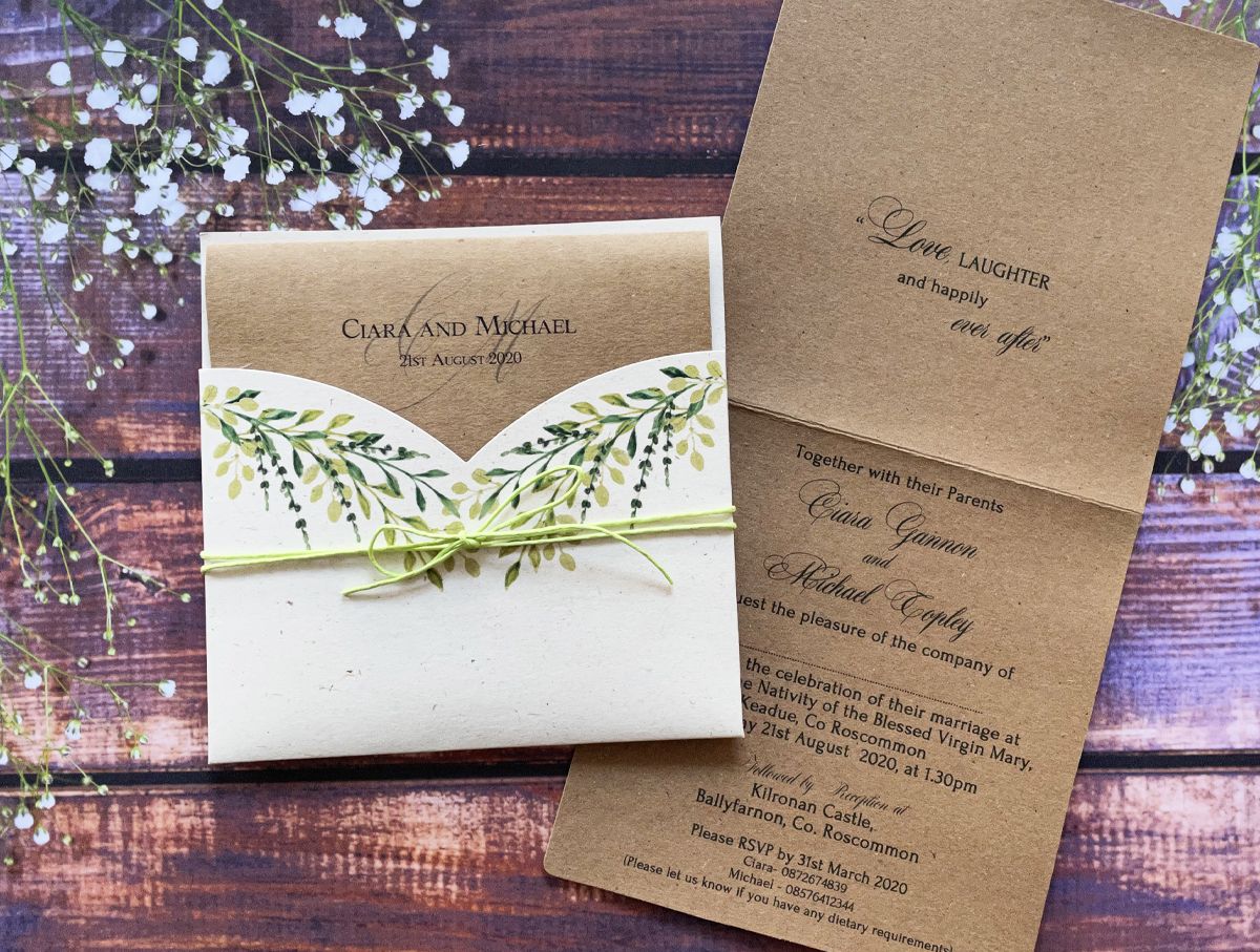 rustic style floral wedding invitation