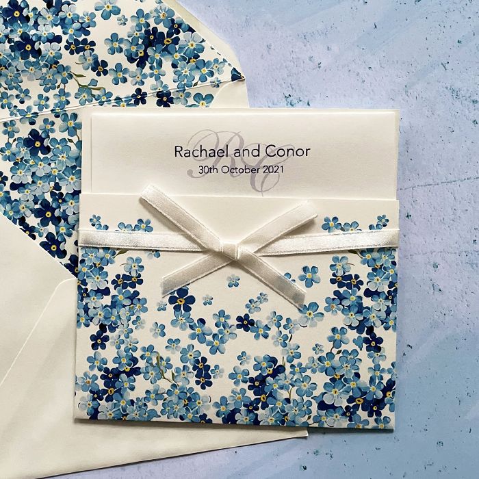 Floral Blue Wedding Invitations