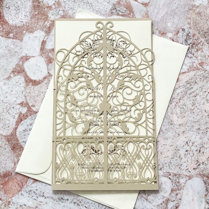 Ornate Gate-fold Wedding Invitation