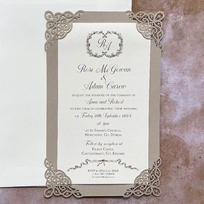 Taupe and Ivory Wedding Invitations
