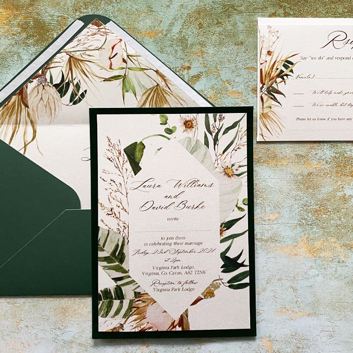 Emerald Green Velvet Wedding Invitations