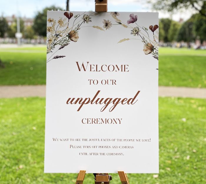 Wedding Welcome Sign with wild flowers